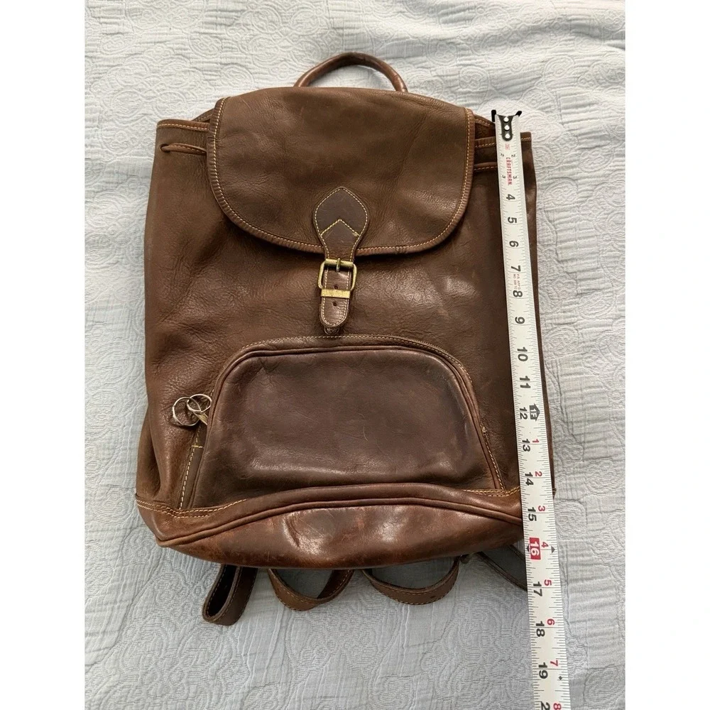 Vintage 90s‎ Leather Backpack By Roots Of Canada Brown Patina Beck Ola Star Trek